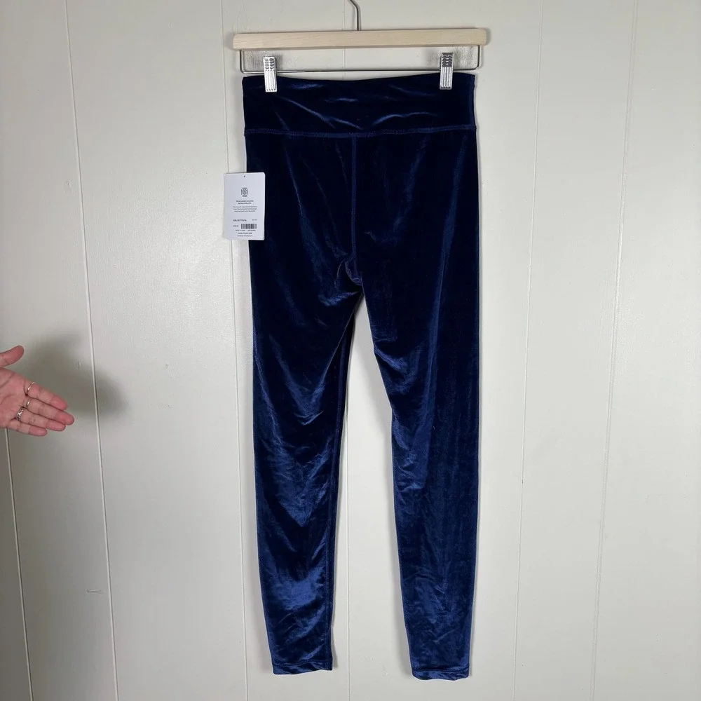Athleta Girl High Rise Chit Chat Velvet Tights Leggings XXL (16) NWT‎ Blue